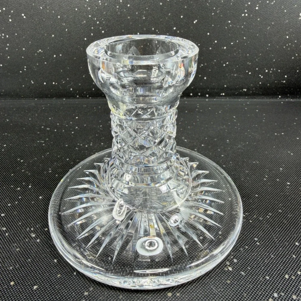 Waterford Crystal Candlestick Pair 4 Inch Cut Glass Candle Holders Thick Heavy